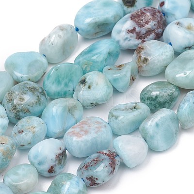 Natural Larimar Beads Strands X-G-L493-37-1