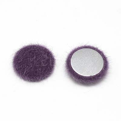 Faux Mink Fur Covered Cabochons WOVE-S084-49C-1
