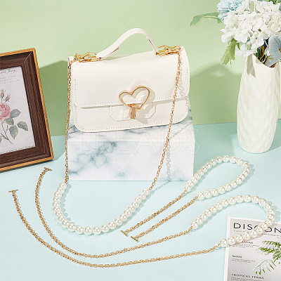 3Pcs 3 Styles ABS Plastic Imitation Pearl Purse Chains FIND-WR0009-73A-1
