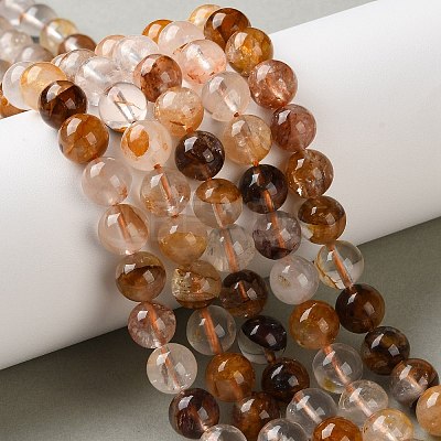 Natural Yellow Hematoid Quartz/Golden Healer Quartz Beads Strands G-C268-B01-02-1