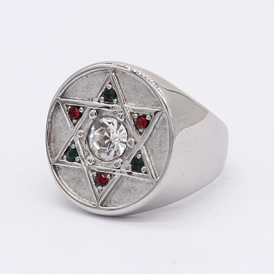 304 Stainless Steel with Cubic Zirconia Finger Rings FS-WGB2220-02-1