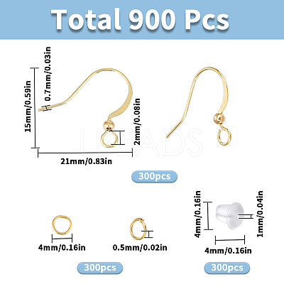 300Pcs Brass Earring Wire KK-SC0004-84G-1