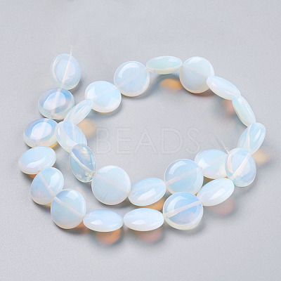 Flat Round Opalite Beads Strands G-S110-25-1