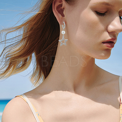 10Pcs Brass Micro Pave Cubic Zirconia Huggie Hoop Earring Findings KK-BBC0013-42-1