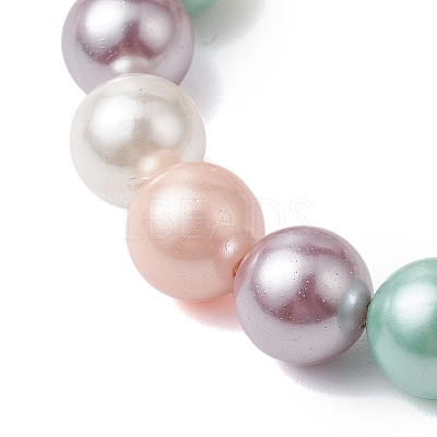 8mm Round Polished Shell Pearl Beaded Stretch Kids Bracelets for Girls BJEW-JB10878-02-1