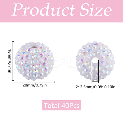40Pcs Resin Rhinestone Beads RESI-SC0003-12-1