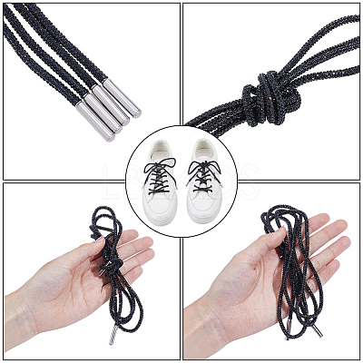 Rubber Rhinestone Shoelaces AJEW-WH0752-498E-1