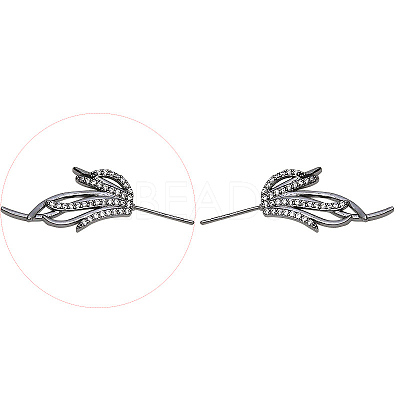 Brass Micro Pave Clear Cubic Zirconia Fishtail Head Pins BAPE-PW0002-10B-B-1
