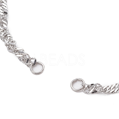 304 Stainless Steel Singapore Chain Bracelet Makings AJEW-JB01322-02-S-1