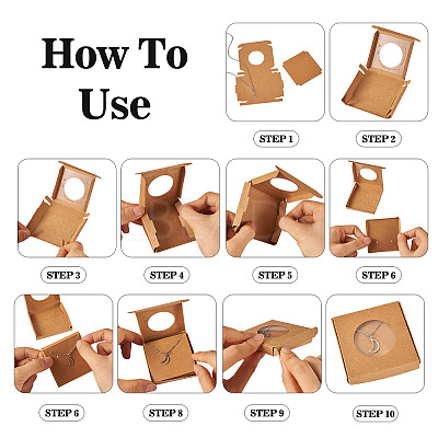 Square Kraft Paper Jewelry Storage Boxes CON-TAC0001-04C-1