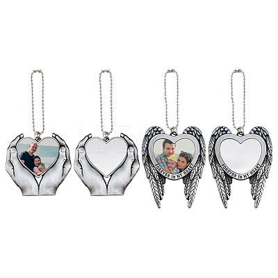 4 Sets 2 Style Zinc Alloy Heat Transfer Sublimation Blank Pendant Decorations AJEW-FH0003-32-1