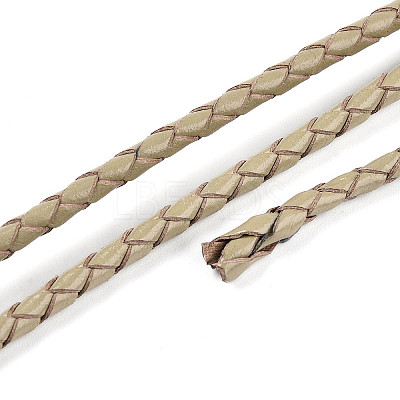 Braided Cowhide Leather Cord NWIR-N005-01O-3mm-1