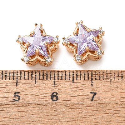 Brass Micro Pave Lilac Cubic Zirconia Beads CU-CBAEC99-34G-02-1