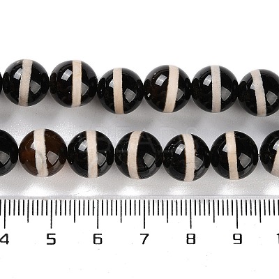 Natural Tibetan Striped Pattern dZi Agate Beads Strands G-B084-A04-01-1