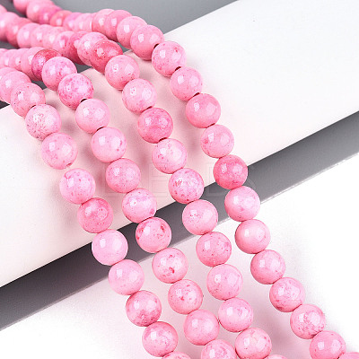 Dyed Synthetic Fossil Beads Strands G-T139-6mm-66C-1