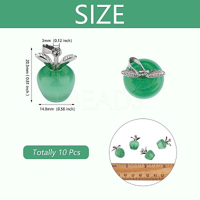 10Pcs Apple Gemstone Charm Pendant Crystal Quartz Healing Natural Stone Pendants Pink Silver Buckle for Jewelry Necklace Earring Making Crafts JX525B-1