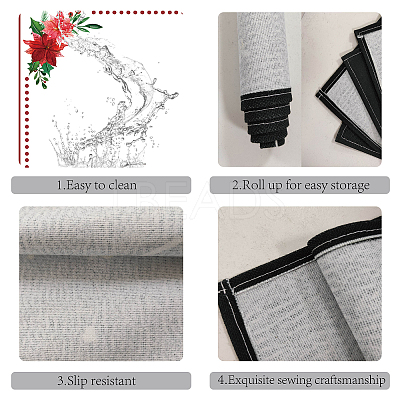 Rectangle with  Flower Pattern Cotton Linen Cloth Table Mat AJEW-WH0196-004-1