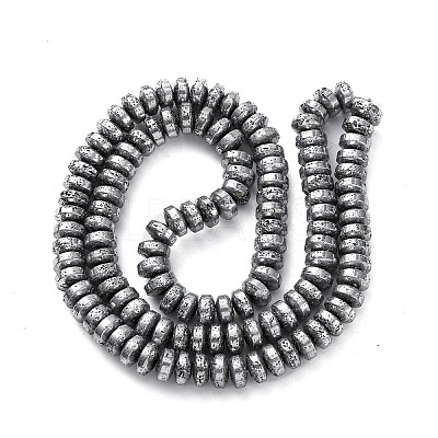 Electroplated Natural Lava Rock Beads Strands G-A256-E01-01G-1