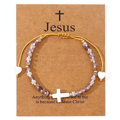 European American Natural Amethyst Beaded Braided Bracelets VZ2609-9-1
