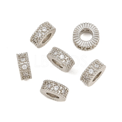 Brass Micro Pave Clear Cubic Zirconia European Beads CU-CBA6A75-13P-1