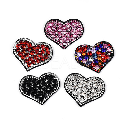 Heart Hotfix Glass Rhinestone with Cloth Patches PATC-T002-02M-1