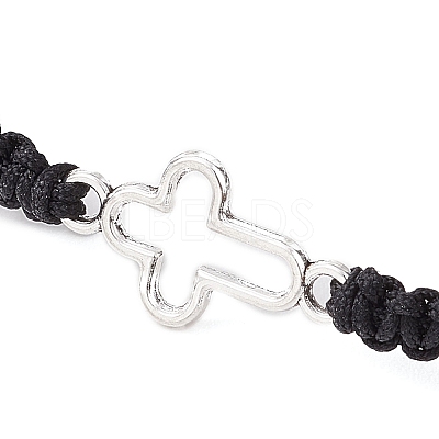 Cross Alloy Connector Charms Braided Bracelets BJEW-JB11067-01-1