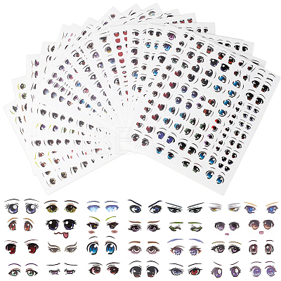 18 Sheets 18 Styles Eye Pattern Ceramics Clay Water Transfer Paper STIC-CP0001-18-1