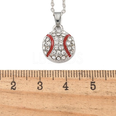 Zinc Alloy Crystal Rhinestone Sport Ball Pendant Cable Chain Necklaces NJEW-U024-01P-02-1