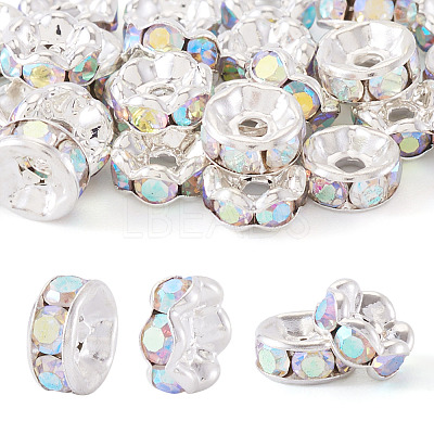 30Pcs 2 Colors Brass Rhinestone Spacer Beads RB-TA0001-29I-1