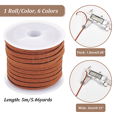 6 Rolls 6 Colors Faux Suede Cord LW-PH0002-27A-1