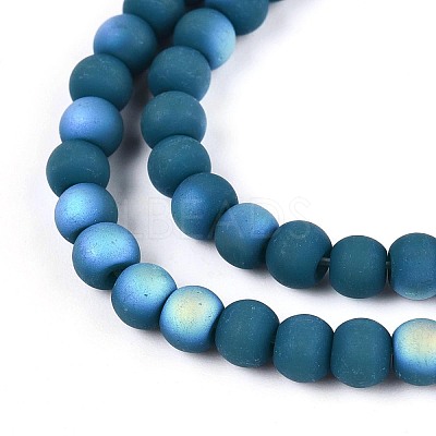 Frosted Opaque Glass Beads Strands GLAA-T032-P4mm-MBB14-1