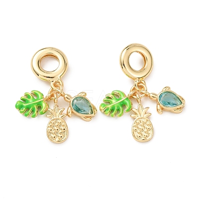 Ocean Brass Pave Cubic Zirconia European Dangle Charms KK-H278-04G-01-1