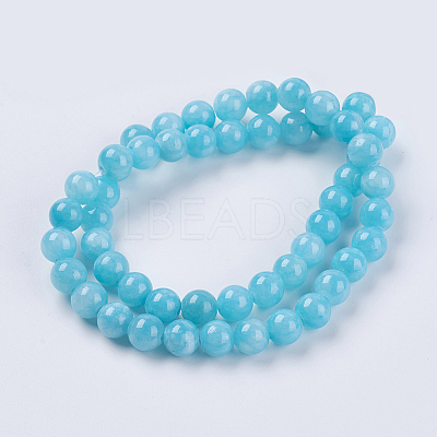 Natural Yellow Jade Beads Strands G-G598-8mm-YXS-28-1