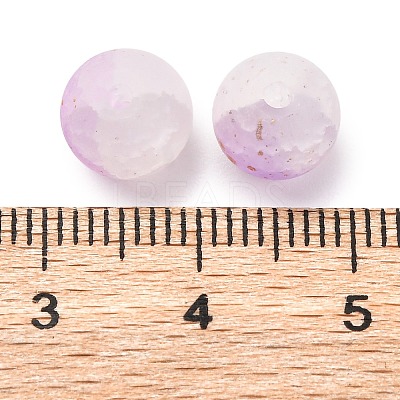 Frosted Baking Paint Crackle Glass Beads with Glitter Powder X1-DGLA-T004-8mm-01E-1