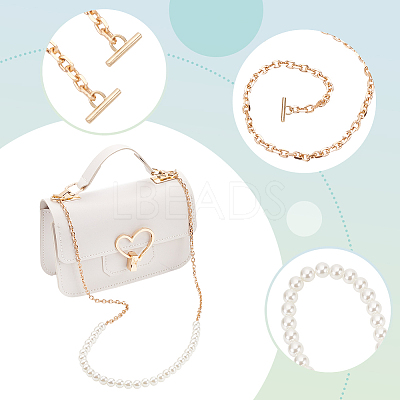 3Pcs 3 Styles ABS Plastic Imitation Pearl Purse Chains FIND-WR0009-73B-1