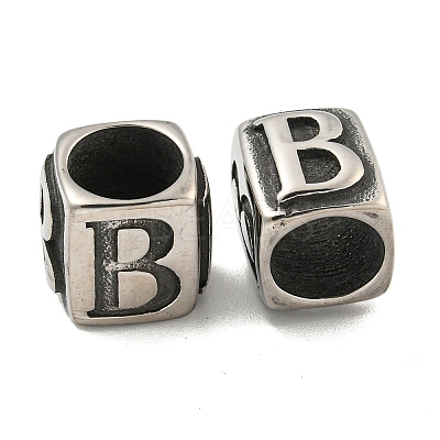 316 Surgical Stainless Steel with Rhinestone Large Hole Cube Beads STAS-Q326-08AS-03-1