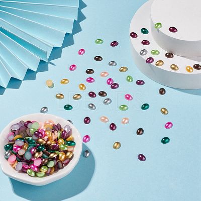 ABS Plastic Imitation Pearl Cabochons SACR-R755-8x6mm-ZM-1