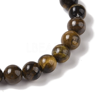 6mm Round Natural Tiger Iron Braided Bead Bracelets BJEW-C067-01A-04-1