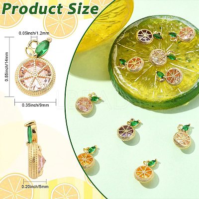 10Pcs 5 Colors Brass Micro Pave Cubic Zirconia Charms KK-CJ0004-08-1
