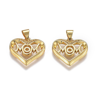 Brass Micro Pave Clear Cubic Zirconia Pendants X-ZIRC-A011-08G-1