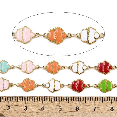 304 Stainless Steel Enamel Cake Link Chains CHS-F023-01B-G-1