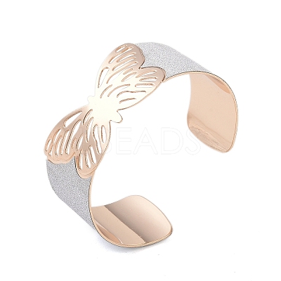 Butterfly Alloy Open Cuff Bangles for Women BJEW-L686-01B-1