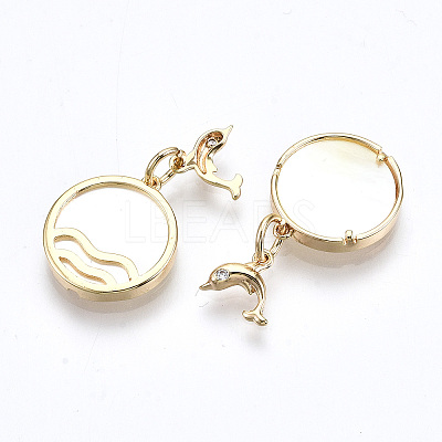 Brass Micro Pave Clear Cubic Zirconia Pendants KK-R114-12-NF-1