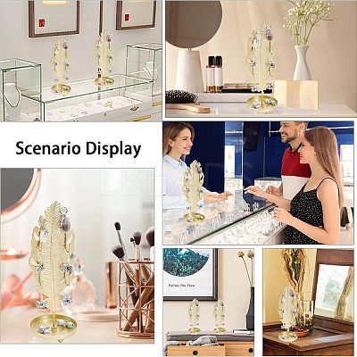 Iron Earring Display Stands with Round Tray EDIS-WH0016-018A-1