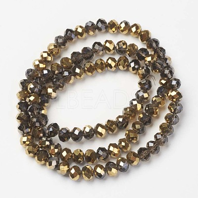 Electroplate Transparent Glass Beads Strands EGLA-A034-T6mm-O14-1