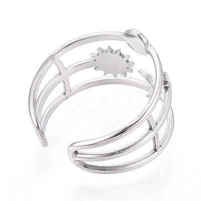 304 Stainless Steel Cuff Rings Components STAS-N113-03P-1