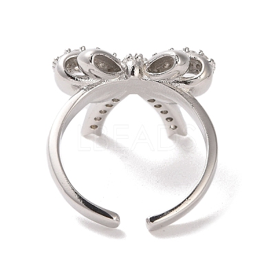 Brass Micro Pave Cubic Zirconia Open Cuff Ring RJEW-K256-58I-P-1