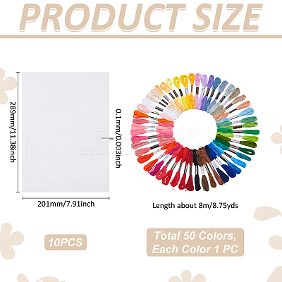 10 Sheets Rectangle Water Soluble Fabric for Cross-Stitch DIY-PH0029-39-1