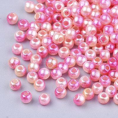 Rainbow ABS Plastic Imitation Pearl Beads OACR-Q174-4mm-04-1