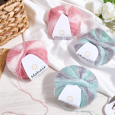 4 Skeins 2 Colors Segment Dyed Mohair Yarn OCOR-CY0002-51A-1